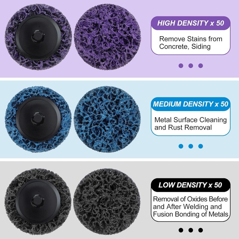 Macarrie 150 Pcs 2 Inch Surface Conditioning Sanding Discs Quick Change Fine Medium Coarse Sanding Pads Die Grinder Accessories for Surface Strip Grind Polish Burr Finish(Diamond) - Image 4